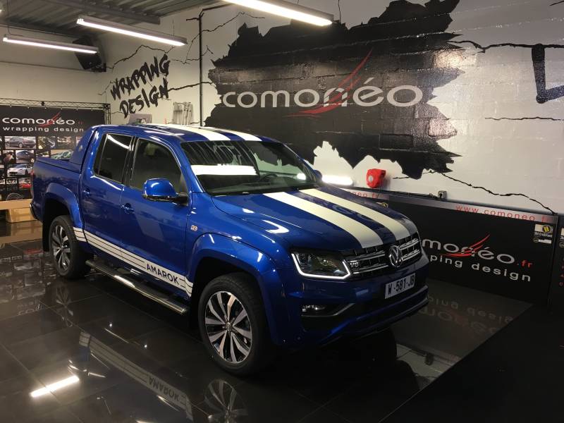 Car wrapping Kit Décoratif sur Amarok Volkswagen réalisé chez Comonéo à Strasbourg Mundolsheim